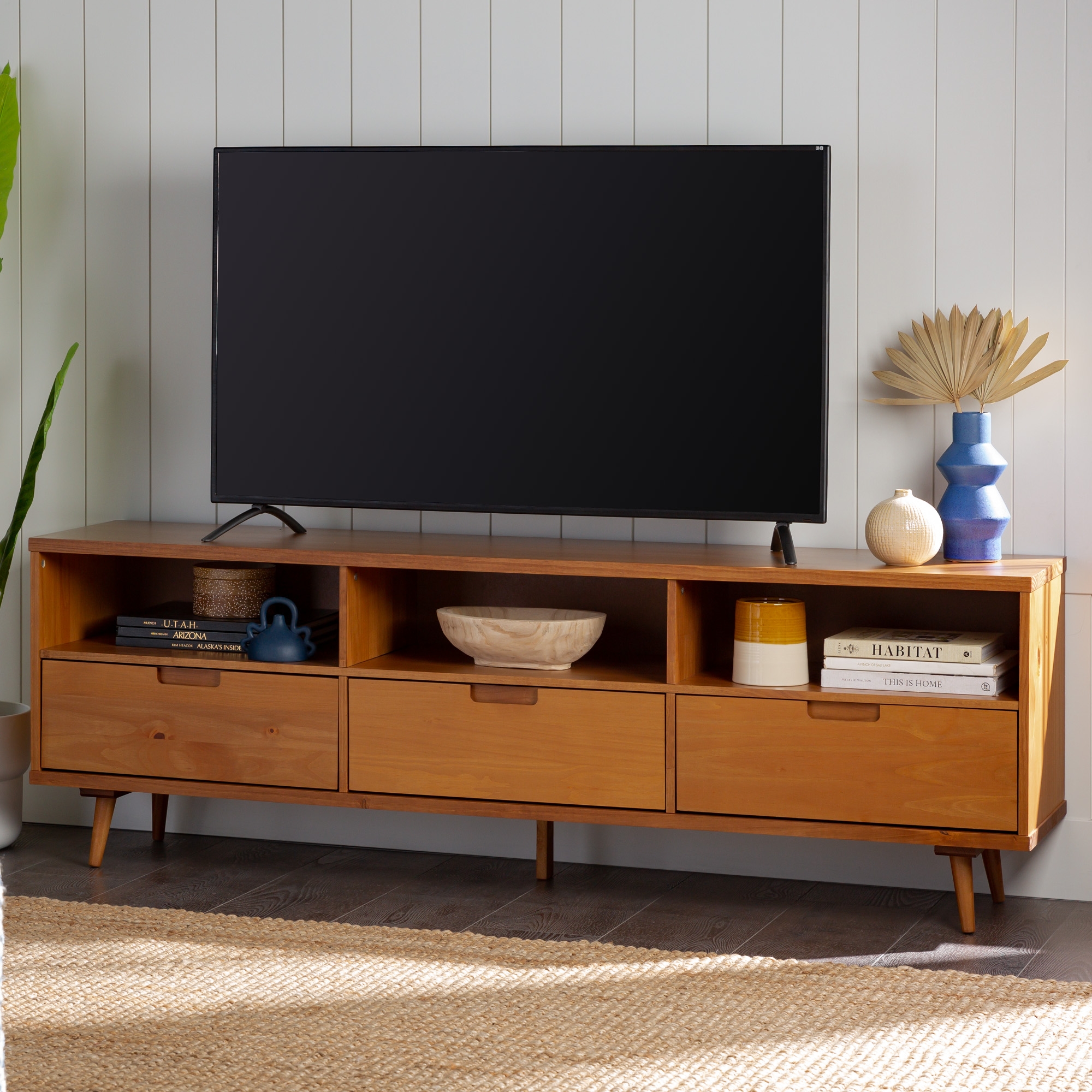 Ivy 70" 3 Drawer Solid Wood TV Stand - Caramel - Image 6