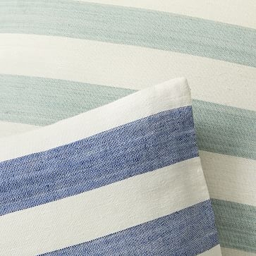 Heather Taylor Home Milos Stripe Silk Pillow Cover, 20"x20", Dark Blue - Image 1