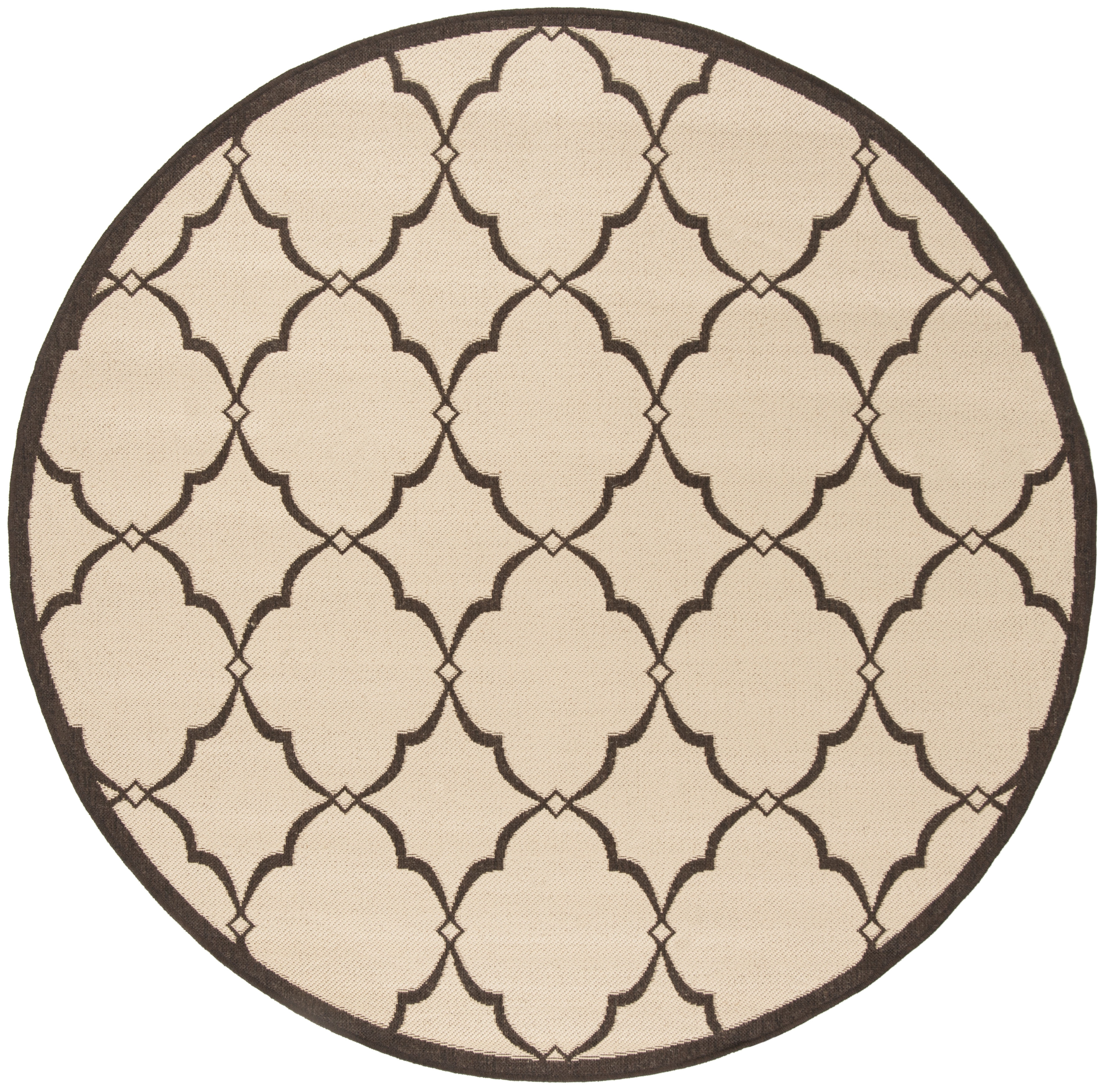 Arlo Home Indoor/Outdoor Woven Area Rug, LND125U, Cream/Brown,  6' 7" X 6' 7" Round - Image 0