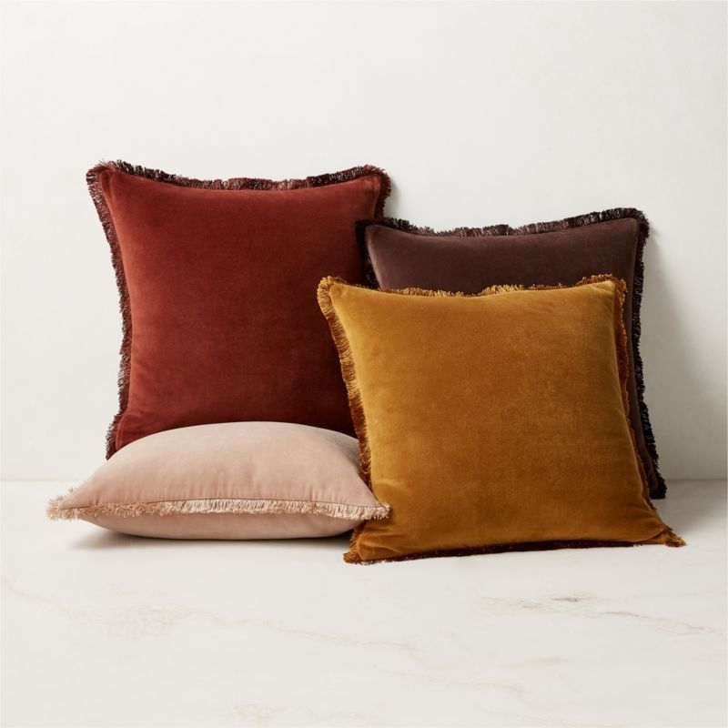 Bettie Light Brown Velvet Throw Pillow with Feather-Down Insert 23'' - Image 2