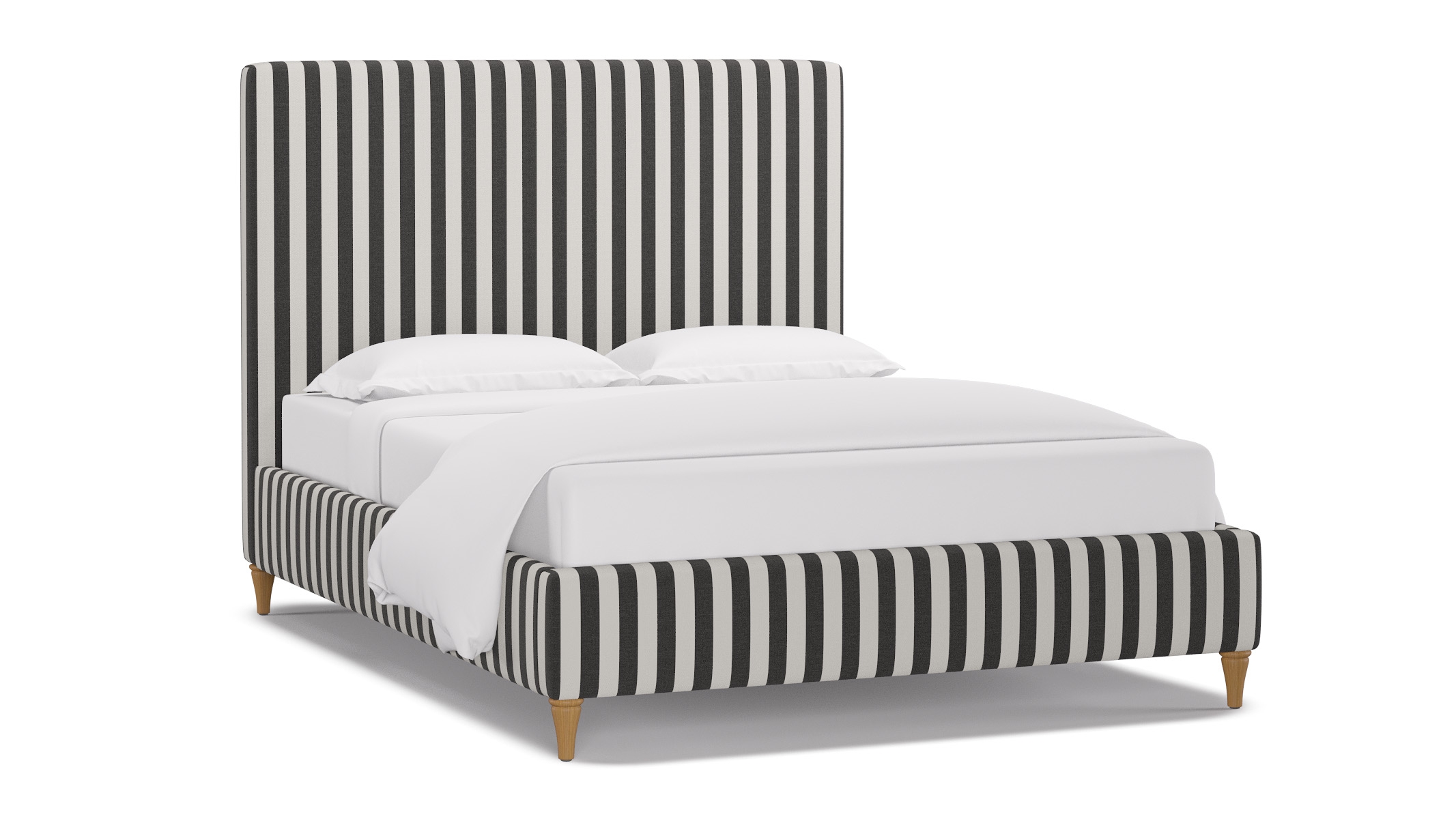 Classic Bed, Ink Cabana Stripe, Natural Decorative Tapered Leg, Queen - Image 1