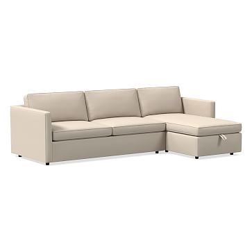 Harris Sectional Set 03: Left Arm Sleeper Sofa, Right Arm Storage Chaise, Poly, Performance Washed Canvas, Natural - Image 0