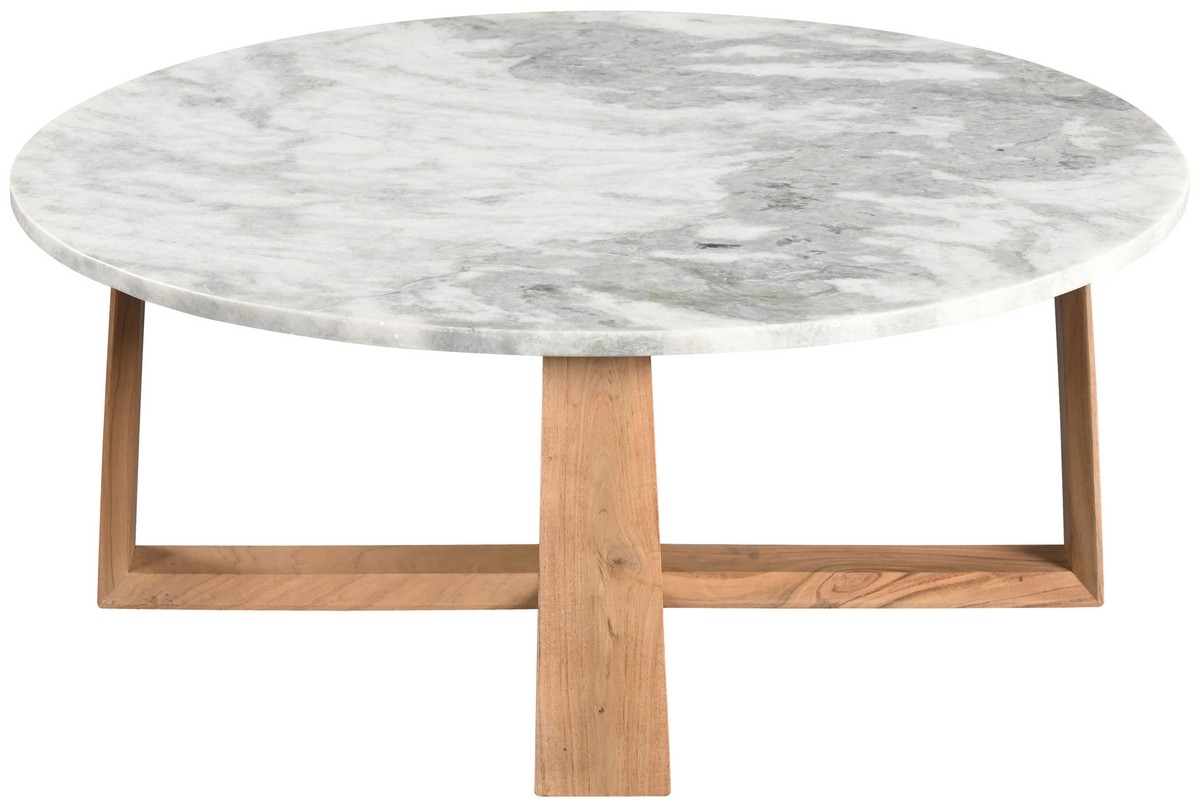Trenton Marble Top Coffee Table - White / Natural - Image 0