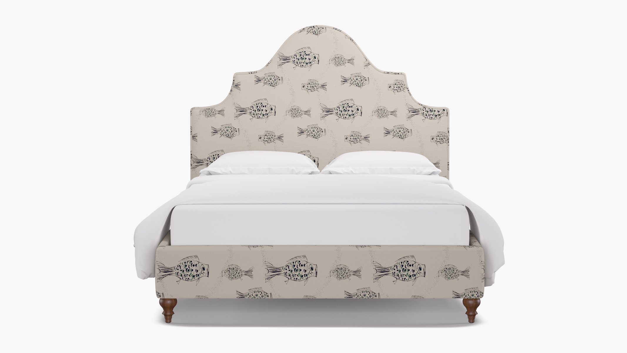 Statement Bed, Canvas Sakana, Walnut Traditional Turned Leg, Twin - Image 0