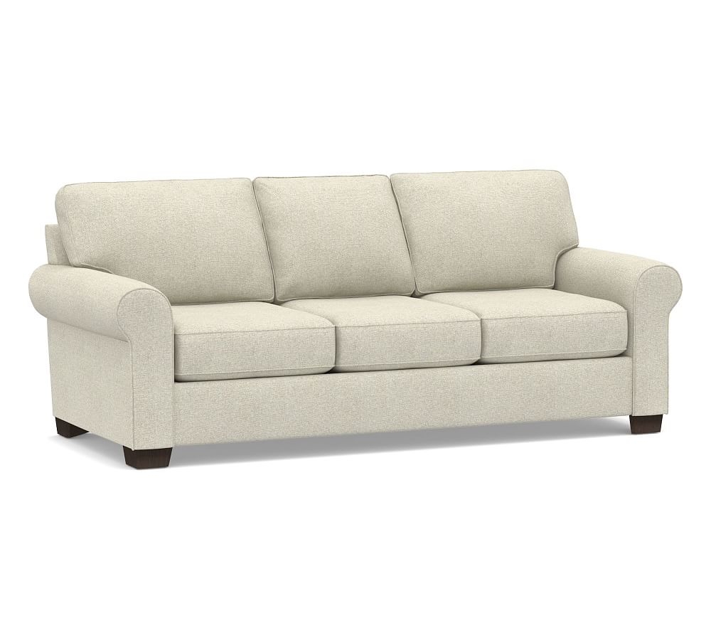 Buchanan Roll Arm Upholstered Sleeper Sofa, Polyester Wrapped Cushions, Performance Heathered Basketweave Alabaster White - Image 0
