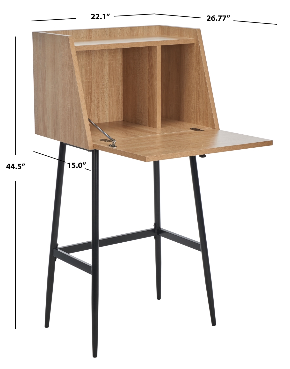 Xander Modern Secretary Desk - Natural / Black - Safavieh - Image 6