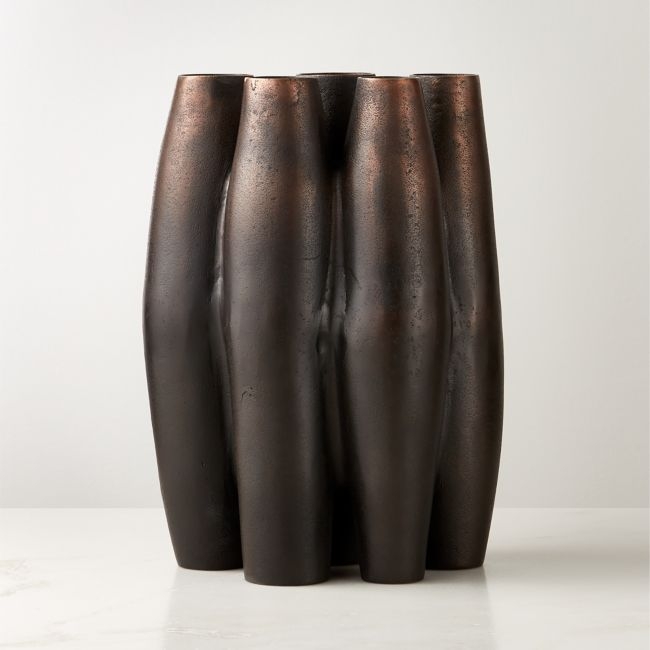 Randa Bronze Blackened Cast Aluminum Vase - Image 0