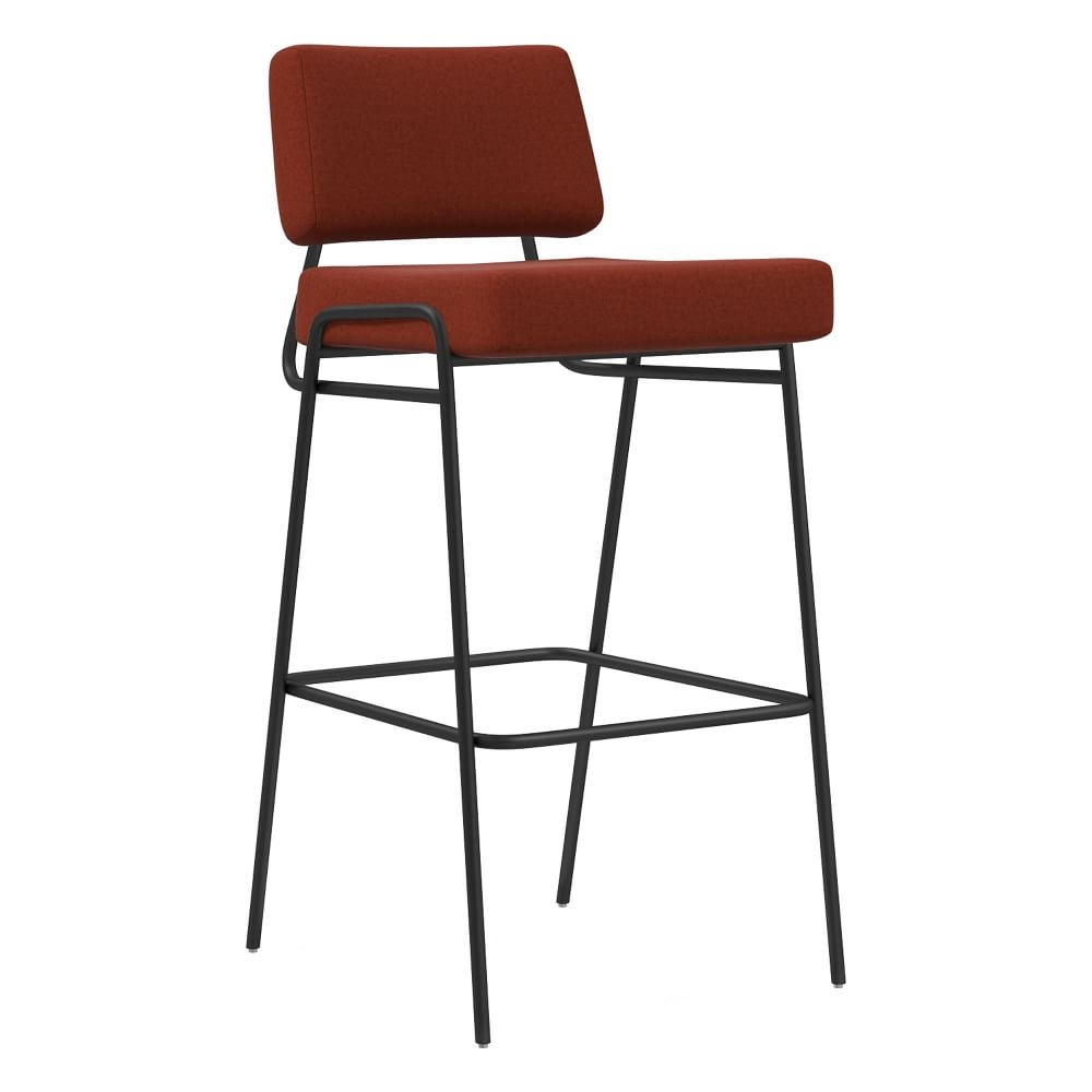 Wire Frame Bar Stool,Distressed Velvet,Burnt Umber,Dark Bronze - Image 0