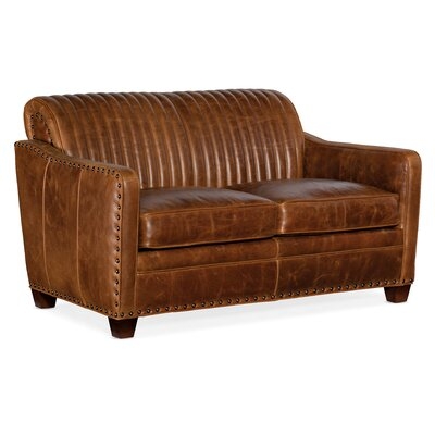 54" Wide Genuine Leather Square Arm Settee - Image 0