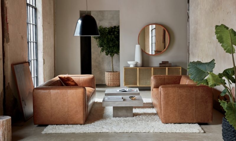 Lenyx Saddle Brown Leather Sofa - Image 2