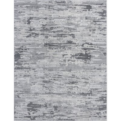 17 Stories Home | Bentley Collection | Abstract Distressed Low Pile Indoor Area Rug, 5' X 7', Grey - Image 0