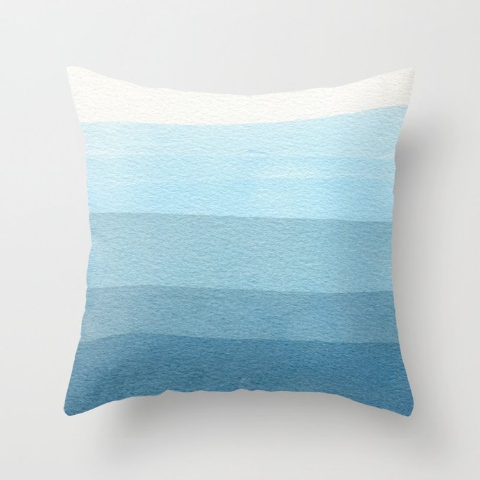 Blue Layers Throw Pillow by Georgiana Paraschiv - Cover (20" x 20") With Pillow Insert - Outdoor Pillow - Image 0