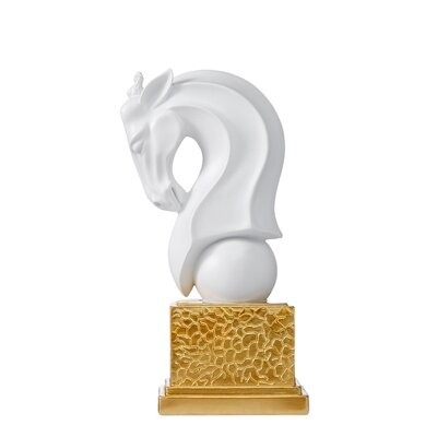Horse Bust Sculpture, White - Image 0