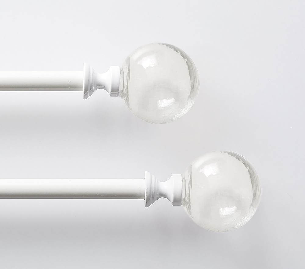 Set: Metal Rod: 60-108" & Glass Finial Set White - Image 0