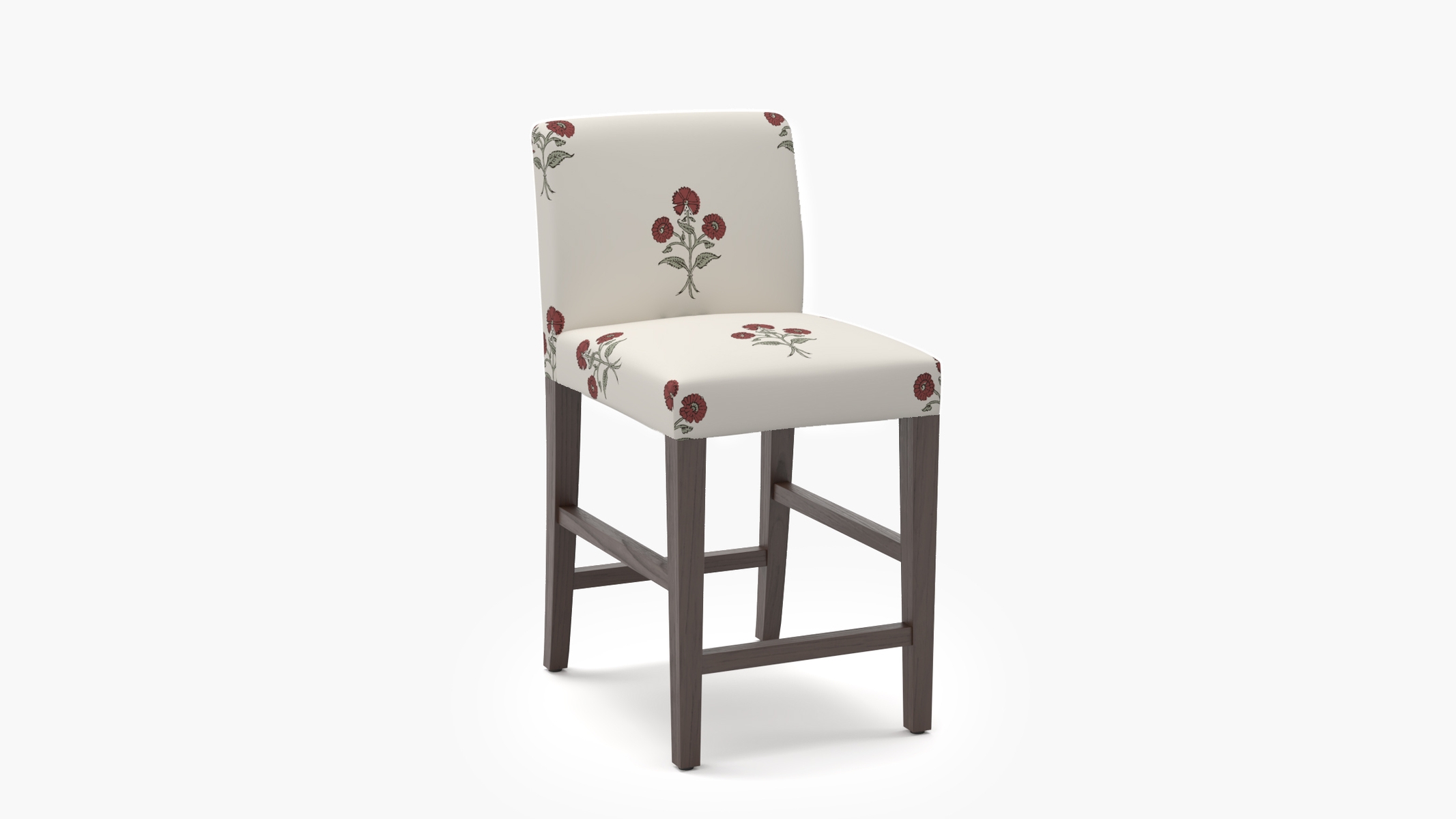 Signature Dining Counter Stool, Red Delphine, Espresso Square Tapered Leg - Image 1