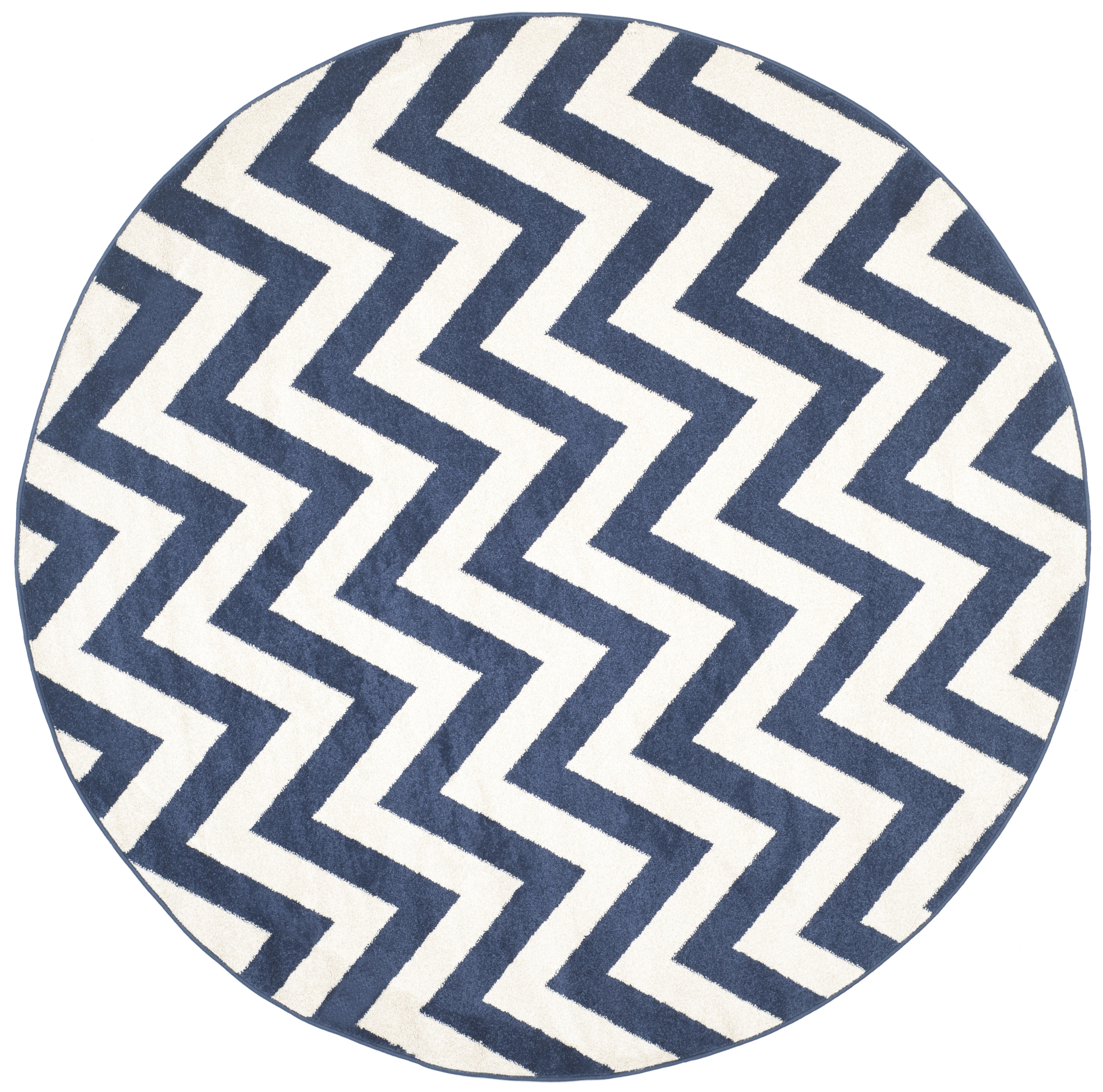 Arlo Home Indoor/Outdoor Woven Area Rug, AMT419P, Navy/Beige,  7' X 7' Round - Image 0