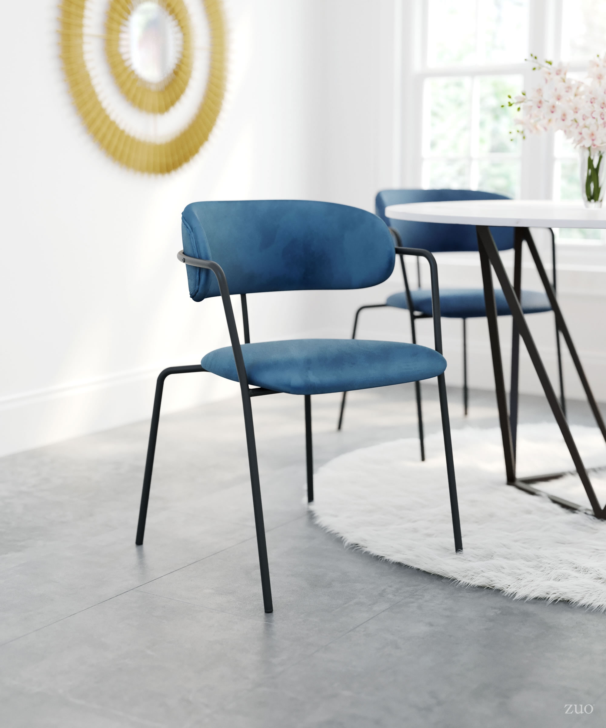 Emrys Dining Chair (Set of 2) Blue & Black - Image 7