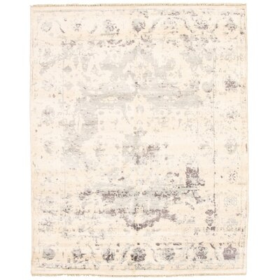 One-of-a-Kind Hand-Knotted New Age 6' x 9' Viscose Area Rug in Cream - Image 0