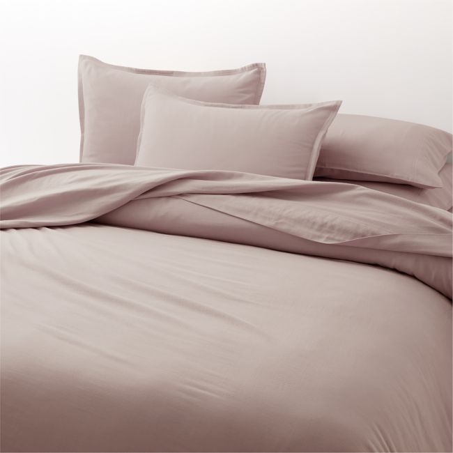 Organic Double Weave Haze Pink Full/Queen Duvet - Image 0