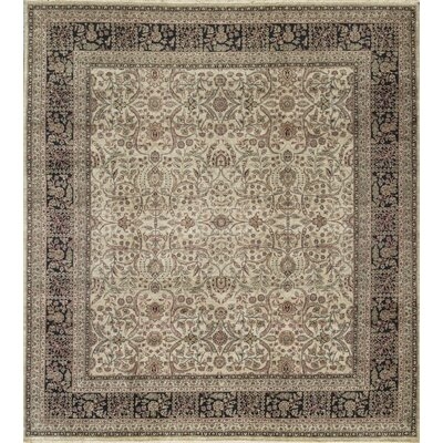 One-of-a-Kind Tabriz Hand-Knotted Beige 9'1" x 10'2" Wool Area Rug - Image 0