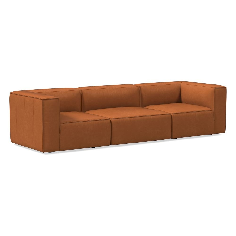 Remi 108" Modular Sofa, Vegan Leather, Saddle - Image 0