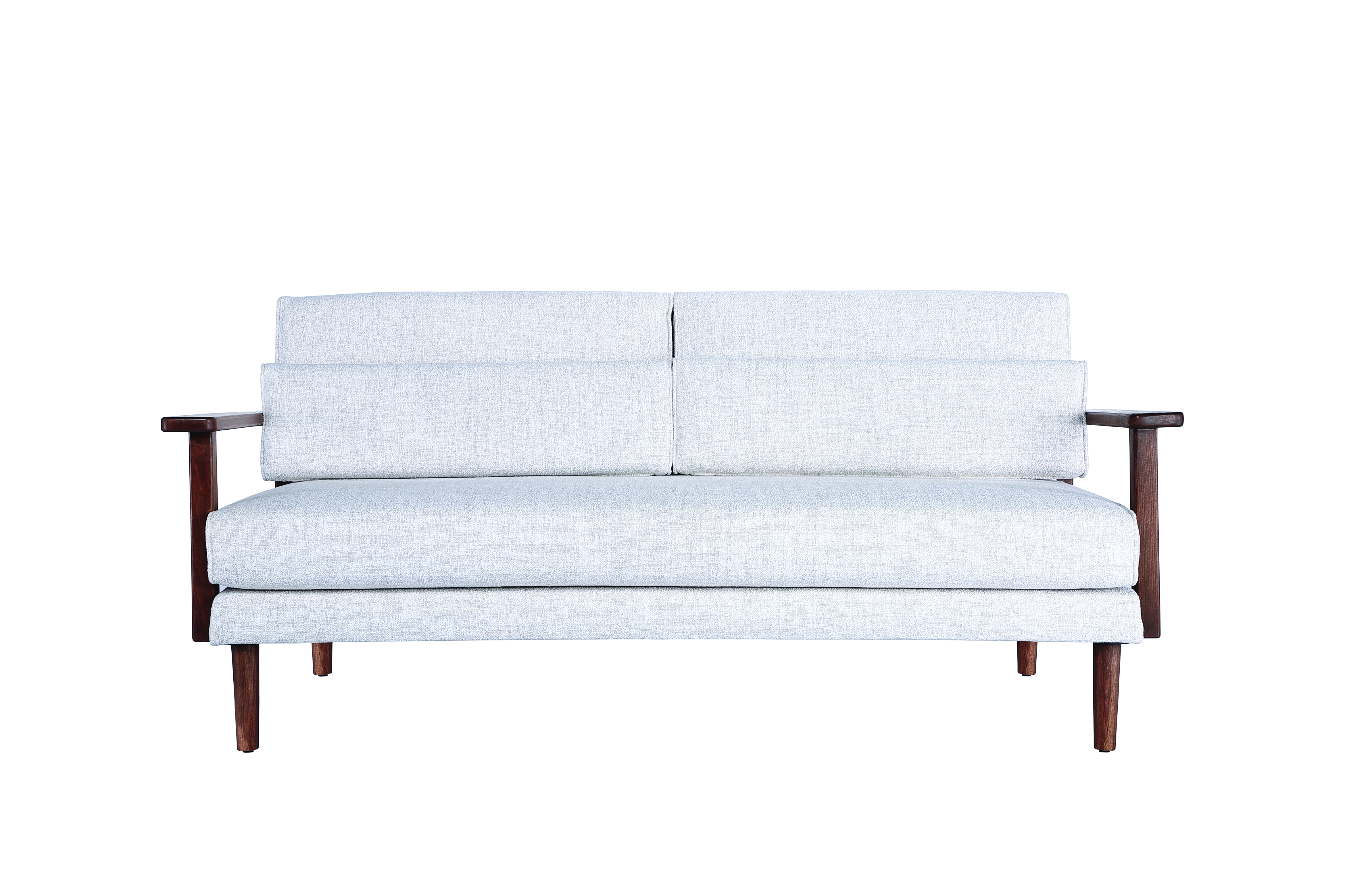 Modern Fabric Upholstered Sofa with Wood Frame, White and Walnut Finish - Image 0