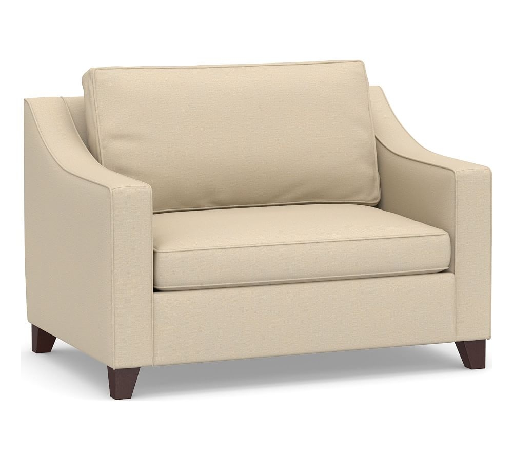 Cameron Slope Arm Upholstered Twin Sleeper Sofa, Polyester Wrapped Cushions, Park Weave Oatmeal - Image 0