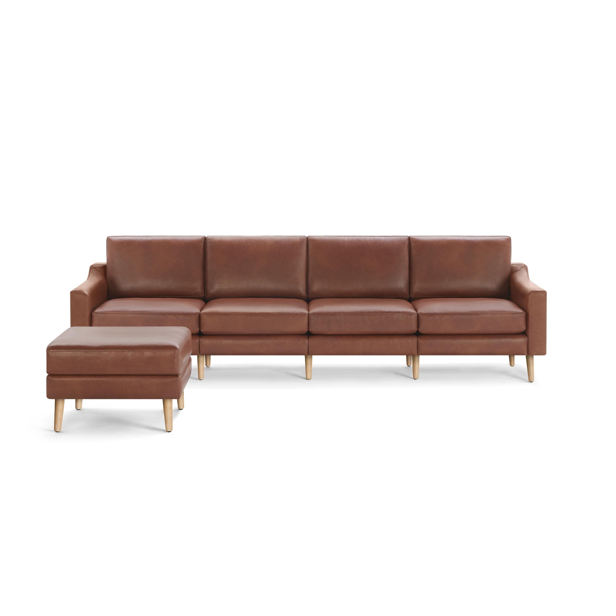 Nomad Leather King Sofa with Ottoman - Chestnut - Top Grain Leather / Oak - Wood / Slope - Image 0