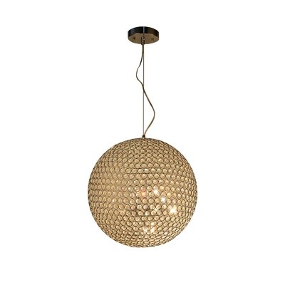 20 Inch Elegant Crystal Glass Ball Chandelier, Transparent Globe Lampshade, Mid-Medieval Hanging Kitchen Island, Dining/Bedroom/Living Room - Image 0