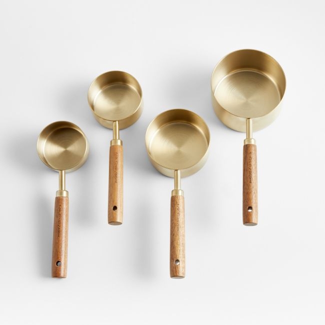 Acacia Wood and Gold Measuring Cups, Set of 4 - Image 0