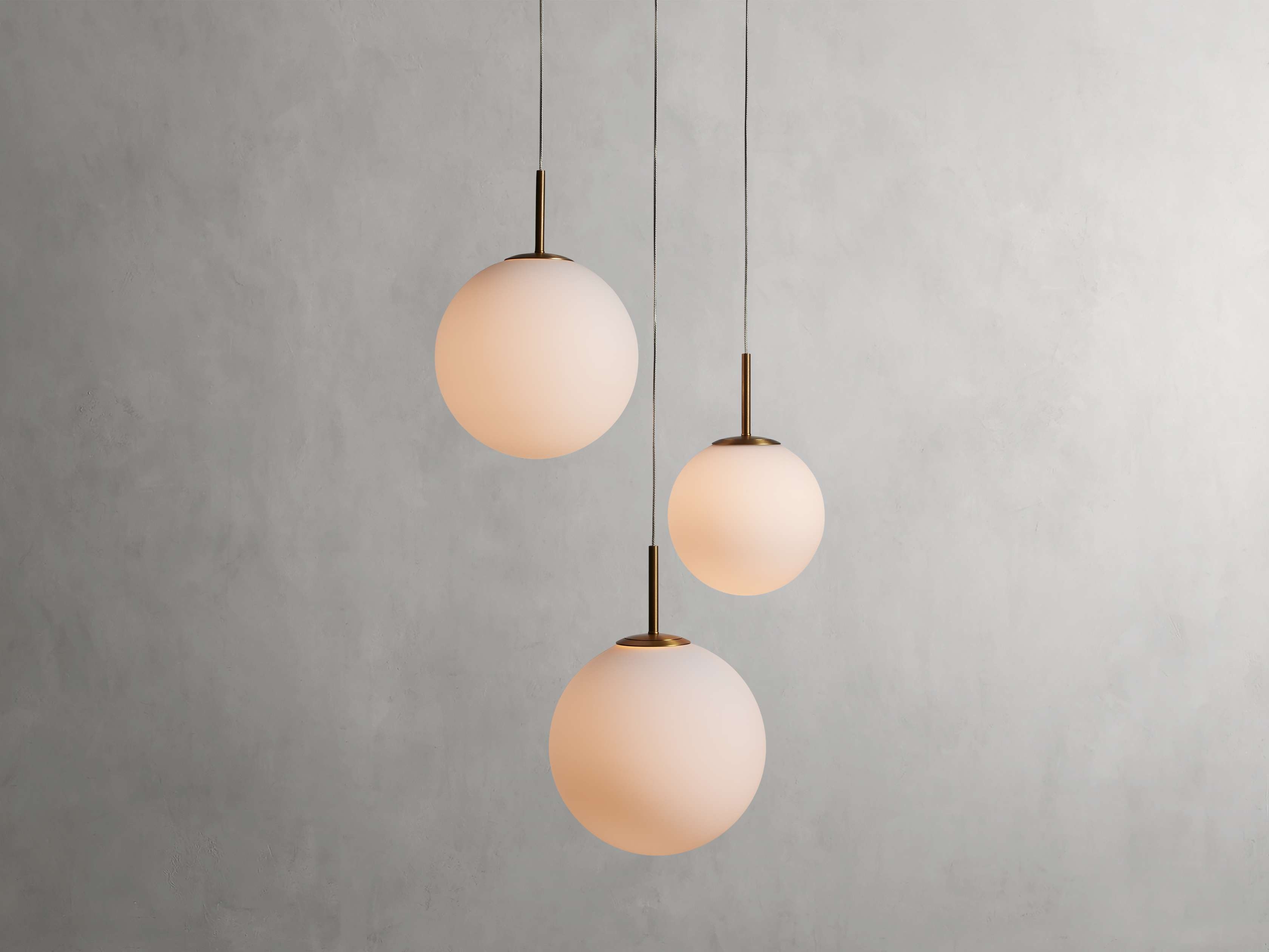 Casen Round Chandelier in Glass 20" Brass  Matte Opal  - Image 0