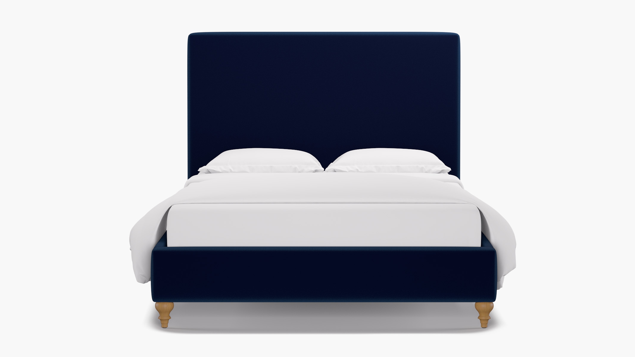 Classic Bed, Navy Performance Velvet, Natural Traditional Turned Leg, Twin - Image 0