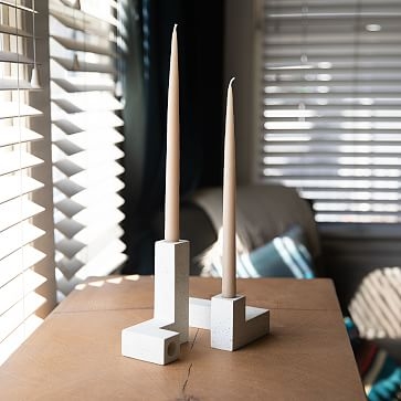 Candlestick Holder, White Terrazzo, Set of 2 - Image 3