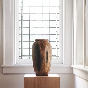 Polished Wooden Teak Vase - Image 2