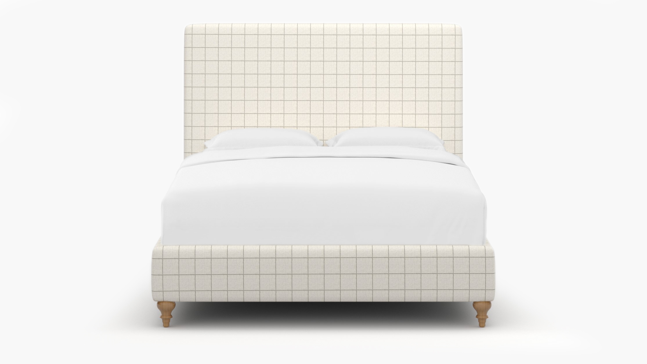 Classic Bed, Coal Windowpane, Natural Traditional Turned Leg, King - Image 0