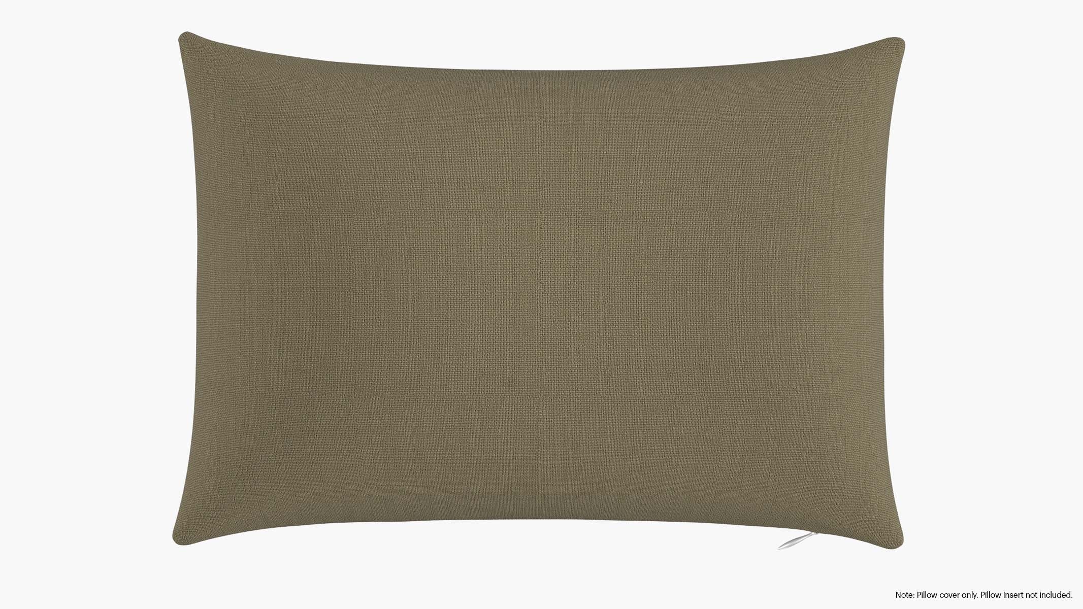 Throw Pillow Cover 14" x 20", Olive Everyday Linen, 14" x 20" - Image 0