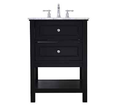 Taryn Single Sink Vanity, 1 Drawer, Black, 24" - Image 0