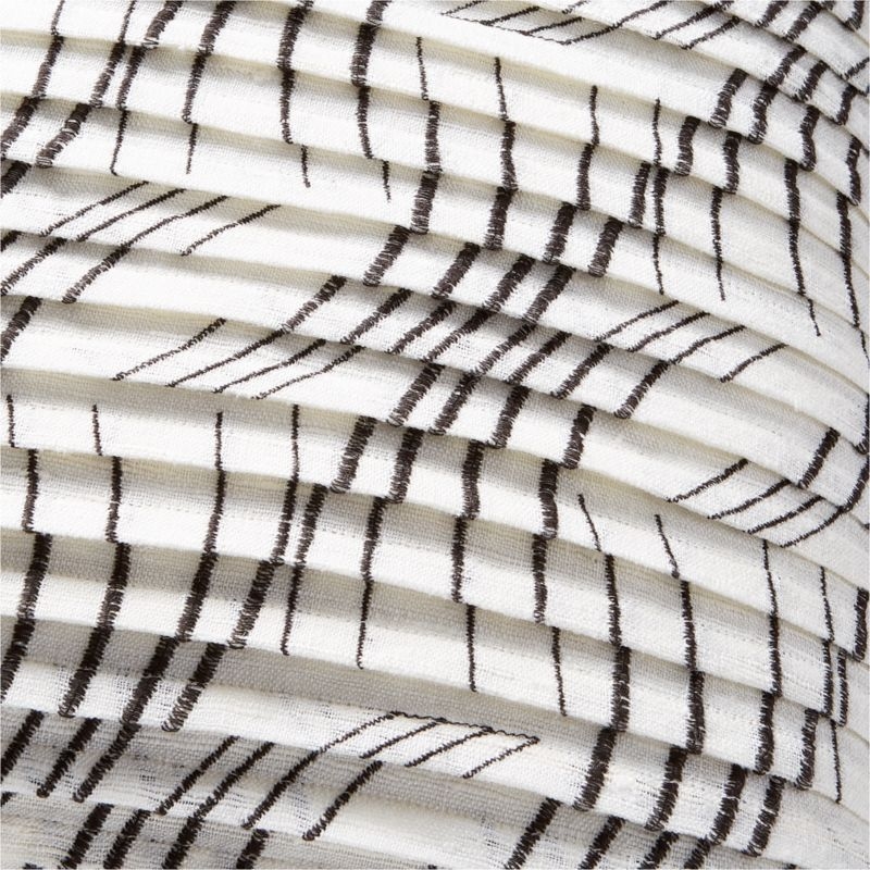 Lando Warm White and Black Pleated Silk and Linen Throw Pillow Cover 23"x23" - Image 2