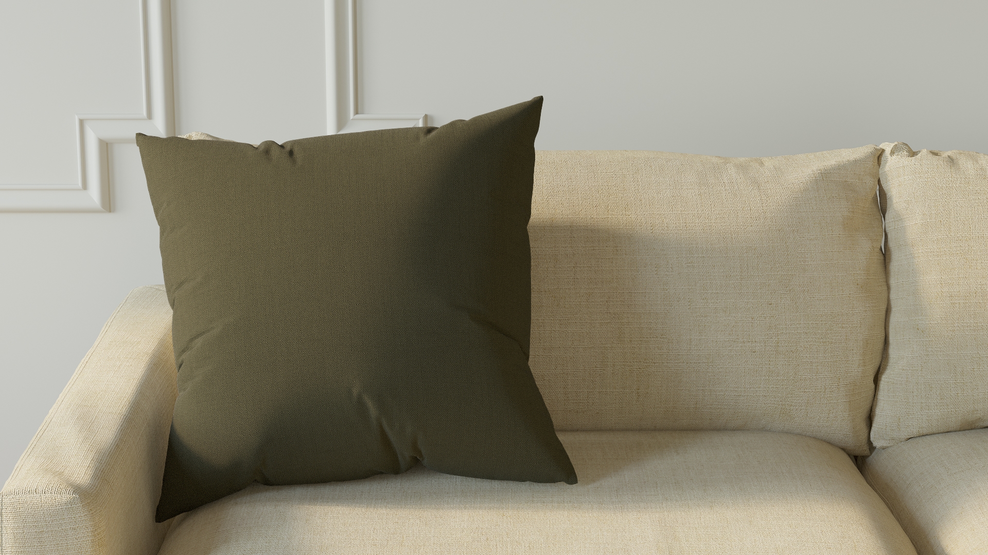 Throw Pillow 22", Olive Everyday Linen, 22" x 22" - Image 2