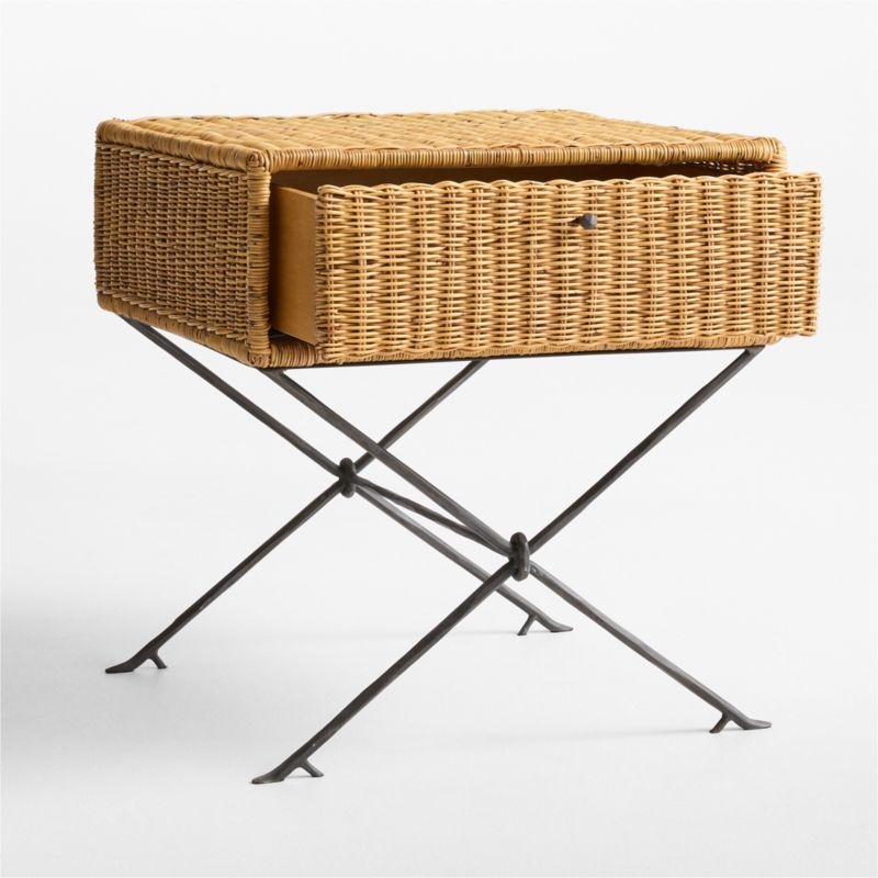 Reed Natural Wicker and Metal 20" End Table by Jeremiah Brent - Image 2
