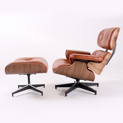 Vart Geunuine Leather Swivel 34" Lounge Chair and Ottoman - Image 0