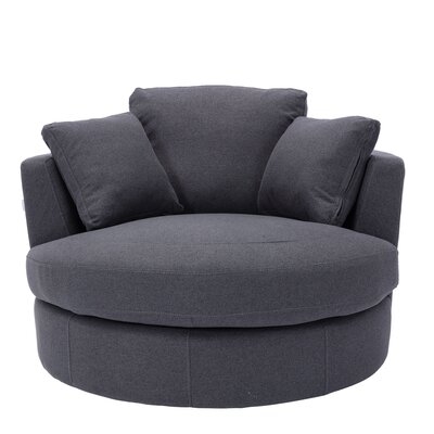 Swivel Accent Chair  Barrel Chair  For Hotel Living Room / Modern  Leisure Chair,Soft And Comfortable,Gray,Linen - Image 0