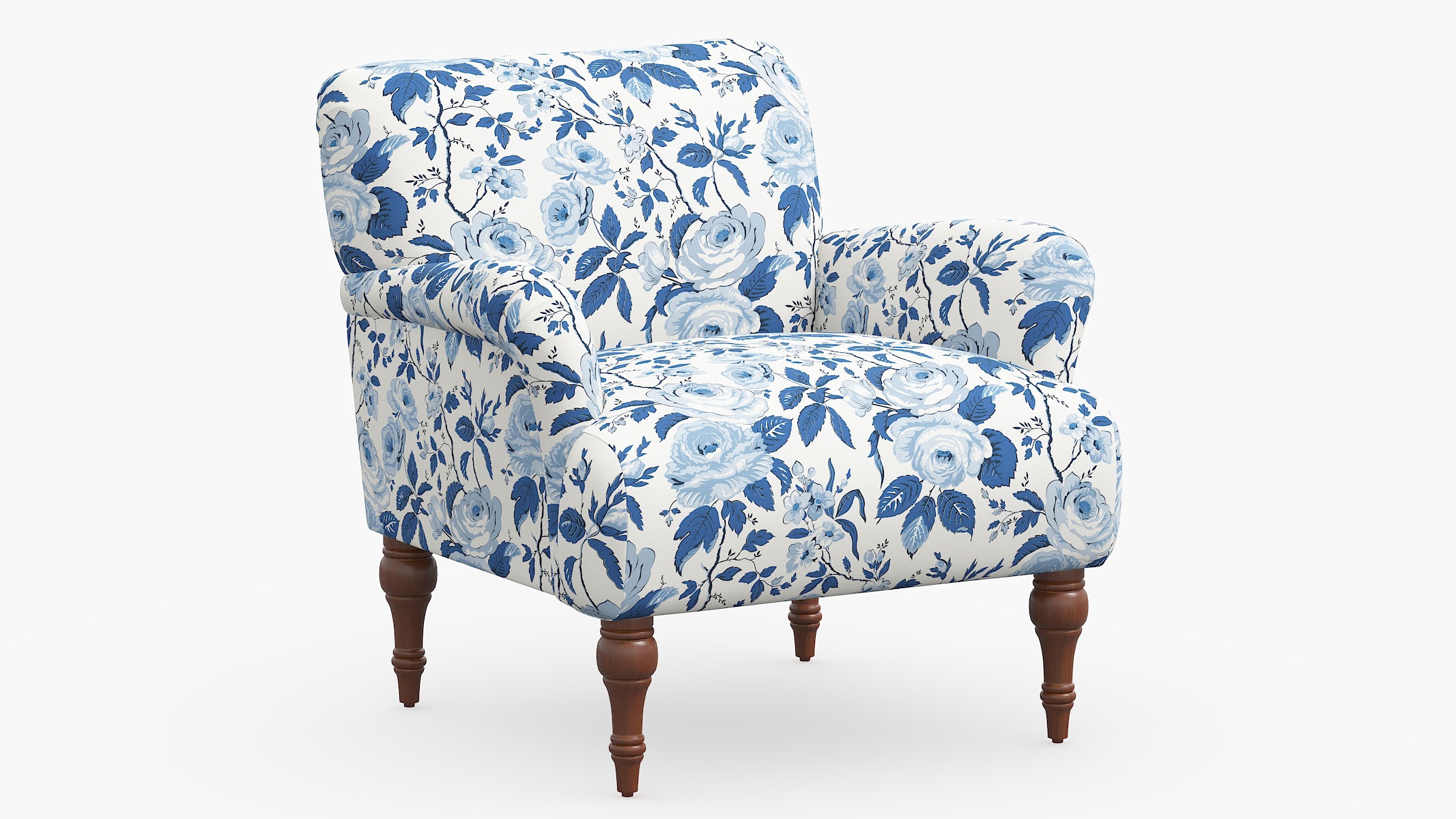 Traditional Accent Chair, Delft Chintz - Image 0