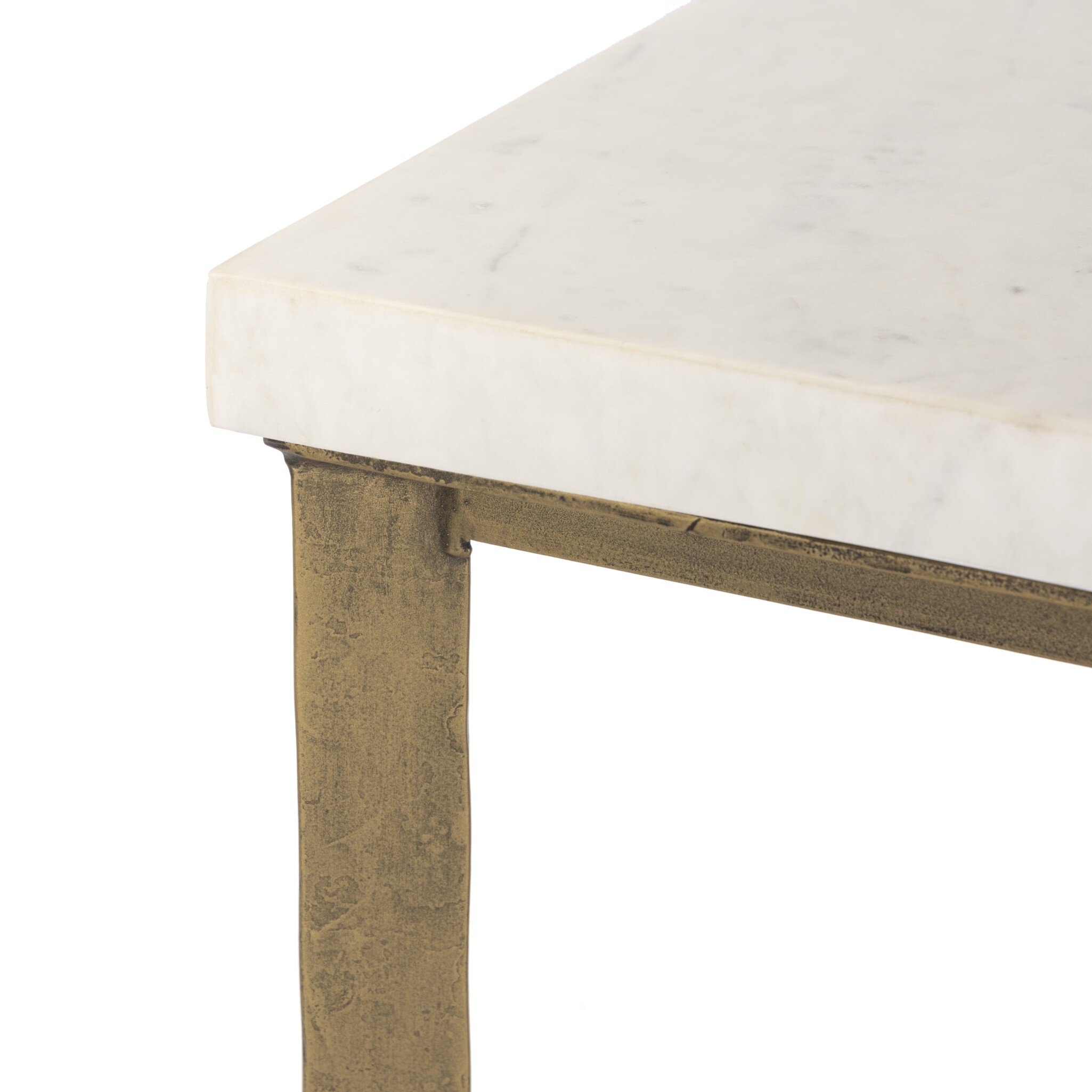 Hammered Iron Coffee Table - White Marble - Image 9