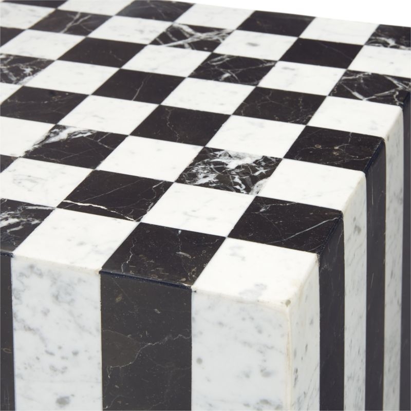 Fori Square Black and White Marble Game Side Table - Image 3