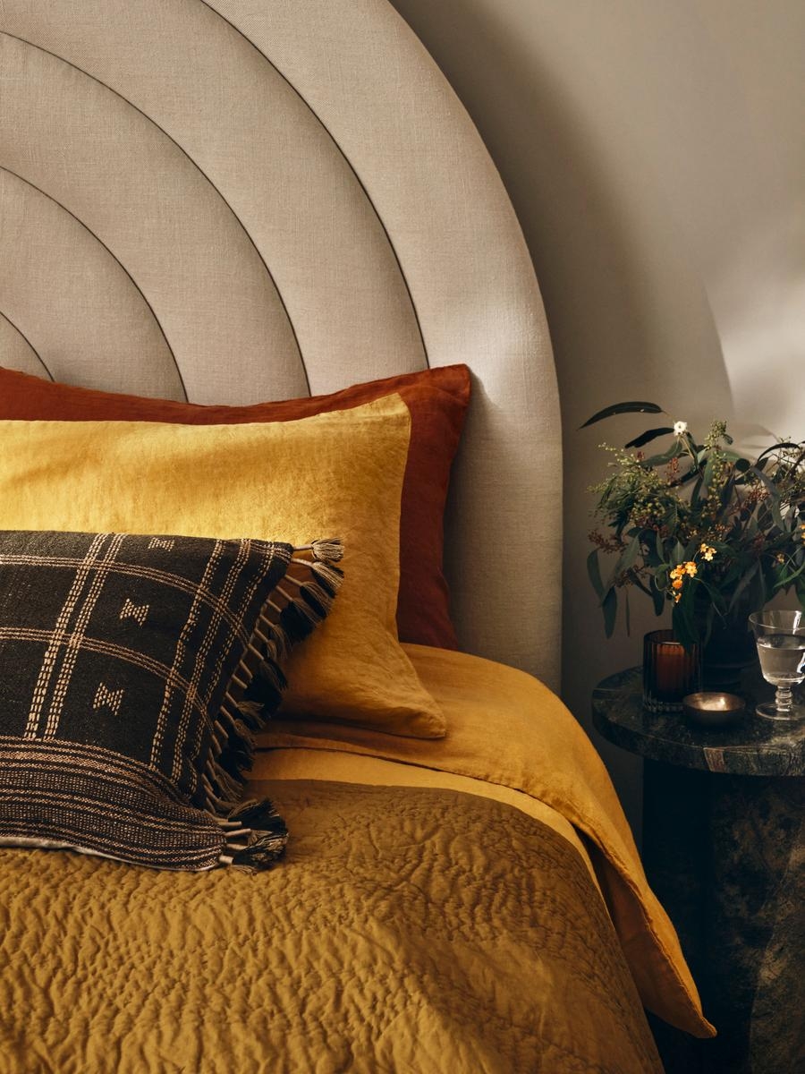Luna Linen Duvet Cover, Mustard, Double/Full - Image 0