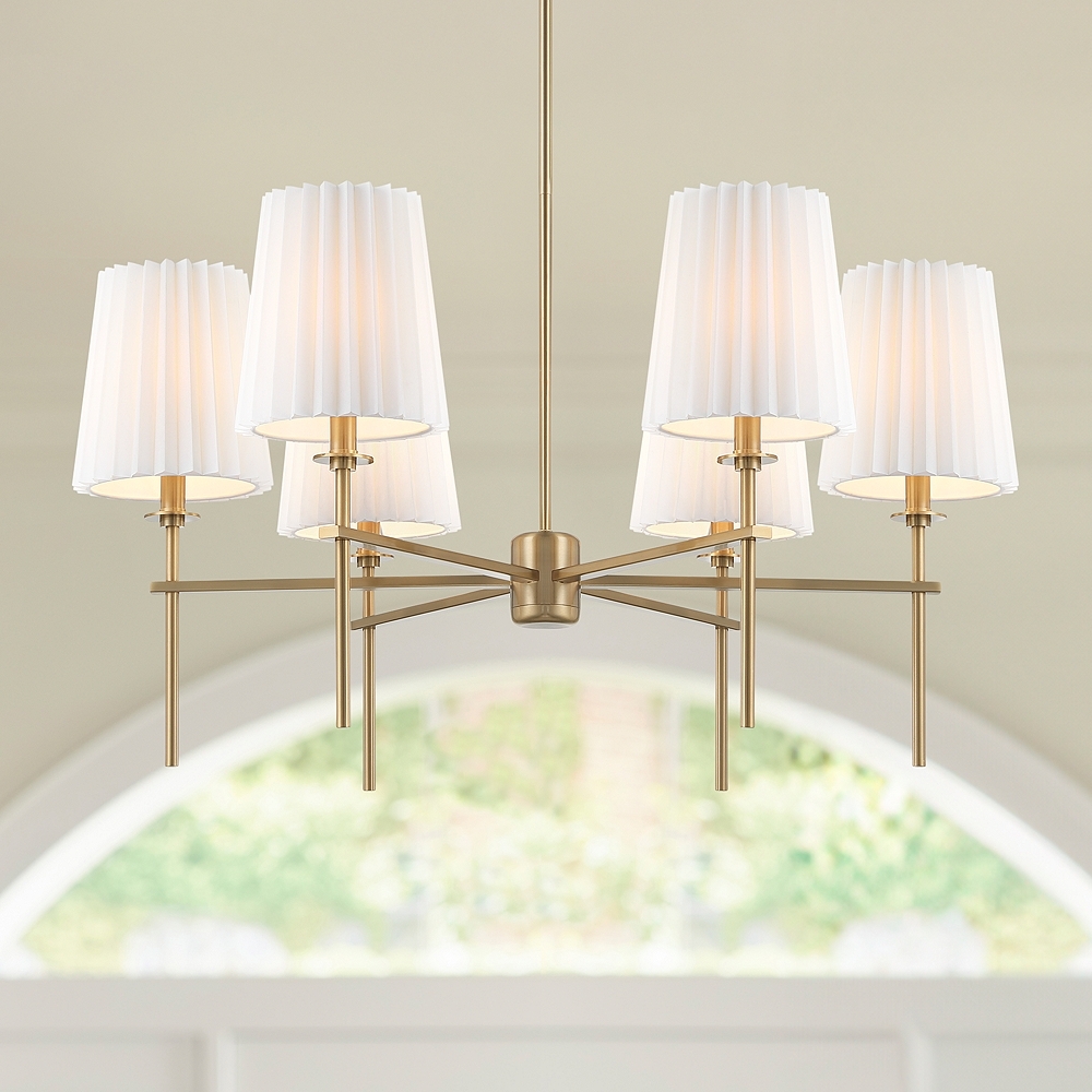 Possini Euro Frazer 32 1/2" Wide Warm Brass 6-Light Chandelier - Image 0