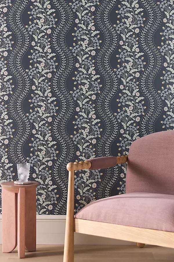 Cottagecore Wavy Floral Stripe Wallpaper - Image 0