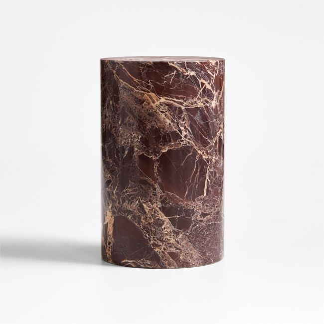 Red Marble Decorative Cylinder Sculpture - Image 0