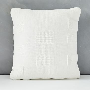 Outdoor Tufted Pillow, 20"x20", Stone White - Image 0